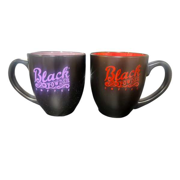 purple and red 16oz black powder coffee mugs